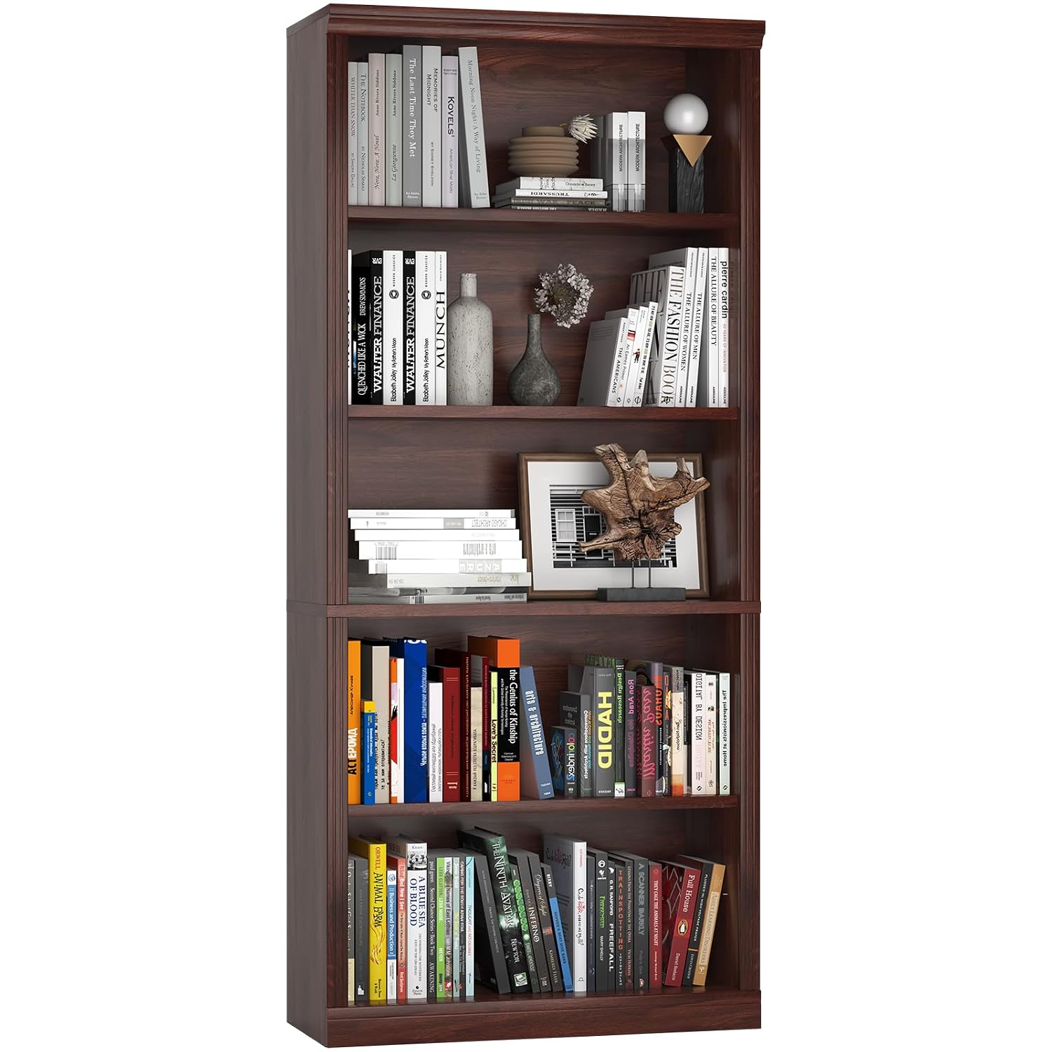 Office X Furniture - 5-poziomowy drewniany regał na książki z